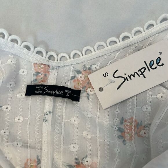 NWT Simplee Floral Surplice Neck Dot Belted Lace Trim Layered Hem Schiffy Dress - Picture 15 of 17